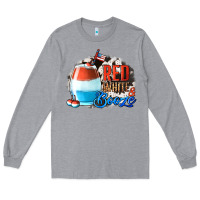 Heather Grey Red White  Booze With Cowhide Background Long Sleeve Tee - Jasminsmagicworld