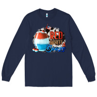 Navy Red White  Booze With Cowhide Background Long Sleeve Tee - Jasminsmagicworld