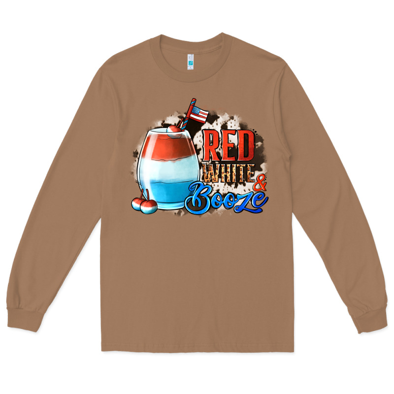 Red White  Booze With Cowhide Background Long Sleeve Tee by Jasminsmagicworld | Teevron