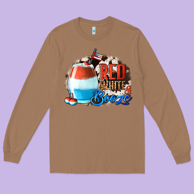Red White  Booze With Cowhide Background Long Sleeve Tee Designed By Jasminsmagicworld