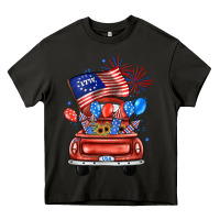 Asphalt farm truck,america flag Heavy Core Tee - JahusDesignShop