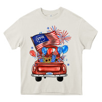 Cream farm truck,america flag Heavy Core Tee - JahusDesignShop