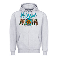 Heather Grey blessed mom Zipper Hoodie - Artiststas