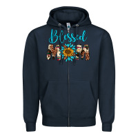 Navy blessed mom Zipper Hoodie - Artiststas