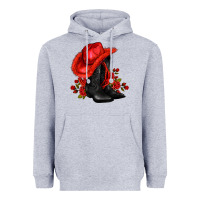 Heather Grey valentines day cowboy boots red  and roses Heavyweight Hoodie - AdoDesignShop