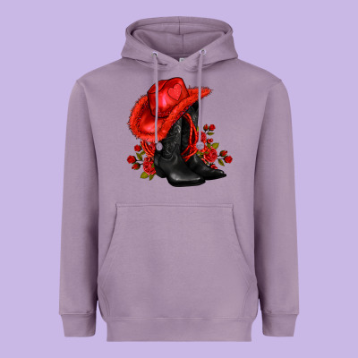 Valentines Day Cowboy Boots Red  And Roses Heavyweight Hoodie Designed By Adodesignshop