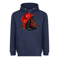 Navy valentines day cowboy boots red  and roses Heavyweight Hoodie - AdoDesignShop