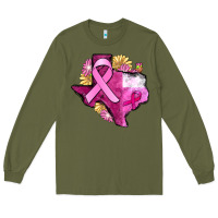 Army Green Texas Cancer Awareness map Long Sleeve Tee - FaDigitalArtStudio