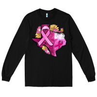 Black Texas Cancer Awareness map Long Sleeve Tee - FaDigitalArtStudio