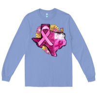 Colony Blue Texas Cancer Awareness map Long Sleeve Tee - FaDigitalArtStudio