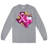 Heather Grey Texas Cancer Awareness map Long Sleeve Tee - FaDigitalArtStudio