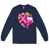 Navy Texas Cancer Awareness map Long Sleeve Tee - FaDigitalArtStudio