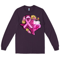 Plum Texas Cancer Awareness map Long Sleeve Tee - FaDigitalArtStudio