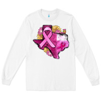White Texas Cancer Awareness map Long Sleeve Tee - FaDigitalArtStudio