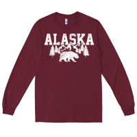 Burgundy Alaska Mountains Forest Hunting Usa Long Sleeve Tee - longCreatives