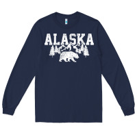 Navy Alaska Mountains Forest Hunting Usa Long Sleeve Tee - longCreatives