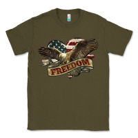 Army Green Freedom America Eagle 4th of july Classic Tee - HowdyJamesFarm