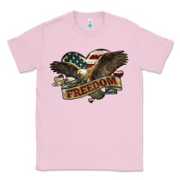 Bubblegum Pink Freedom America Eagle 4th of july Classic Tee - HowdyJamesFarm