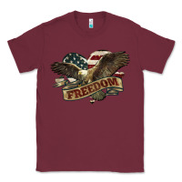 Burgundy Freedom America Eagle 4th of july Classic Tee - HowdyJamesFarm