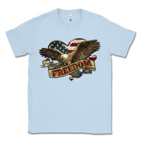 Dusty Blue Freedom America Eagle 4th of july Classic Tee - HowdyJamesFarm