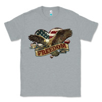 Heather Grey Freedom America Eagle 4th of july Classic Tee - HowdyJamesFarm