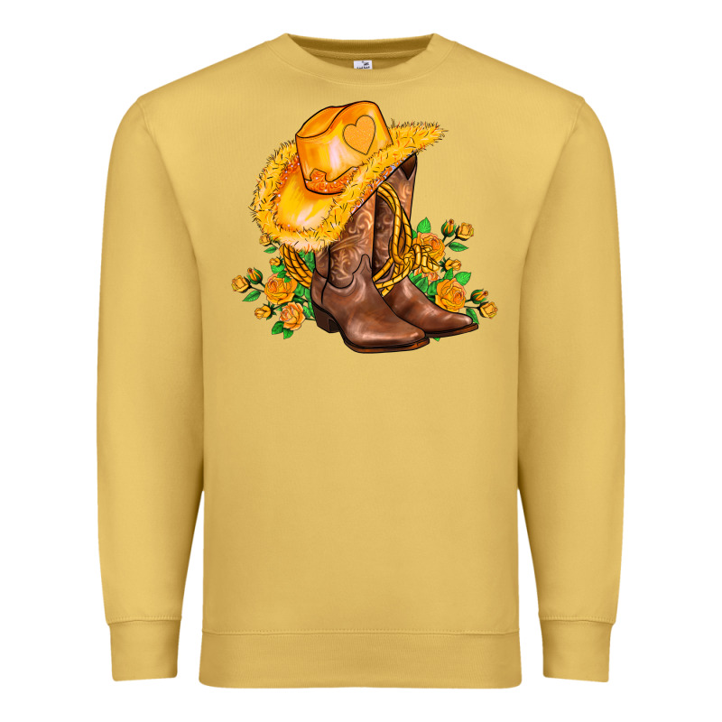 Yellow  Cowgirl And Roses Premium Sweatshirt by AdoDesignShop | Teevron