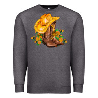 Charcoal Heather yellow  cowgirl and roses Premium Sweatshirt - AdoDesignShop