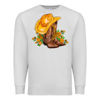 Dove Grey yellow  cowgirl and roses Premium Sweatshirt - AdoDesignShop