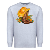 Heather Grey yellow  cowgirl and roses Premium Sweatshirt - AdoDesignShop