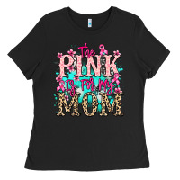 Black The pink is for my Mom Cancer Awareness Ladies Tee - HowdyJamesFarm