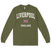 Army Green Liverpool England Vintage Athletic Sports Design Long Sleeve Tee - longCreatives
