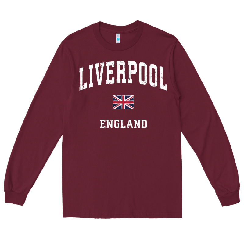 Liverpool England Vintage Athletic Sports Design Long Sleeve Tee by longCreatives | Teevron