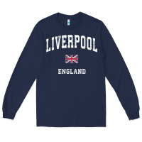 Navy Liverpool England Vintage Athletic Sports Design Long Sleeve Tee - longCreatives