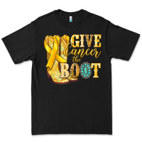 Black Give Cancer the boot Childhood Cancer Premium Tee - NancyCooperArtShop