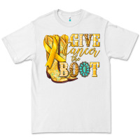 White Give Cancer the boot Childhood Cancer Premium Tee - NancyCooperArtShop