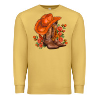 Antique Gold orange  cowgirl  and roses Premium Sweatshirt - AdoDesignShop