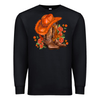 Black orange  cowgirl  and roses Premium Sweatshirt - AdoDesignShop