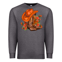 Charcoal Heather orange  cowgirl  and roses Premium Sweatshirt - AdoDesignShop