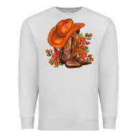 Dove Grey orange  cowgirl  and roses Premium Sweatshirt - AdoDesignShop