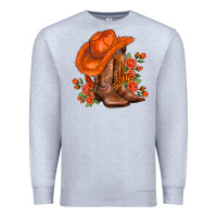 Heather Grey orange  cowgirl  and roses Premium Sweatshirt - AdoDesignShop