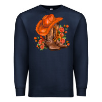 Navy orange  cowgirl  and roses Premium Sweatshirt - AdoDesignShop