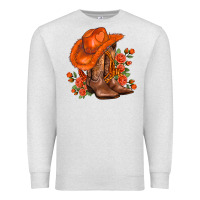 Oatmeal Heather orange  cowgirl  and roses Premium Sweatshirt - AdoDesignShop