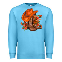 Ocean Blue orange  cowgirl  and roses Premium Sweatshirt - AdoDesignShop