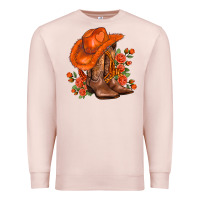 Pale Pink orange  cowgirl  and roses Premium Sweatshirt - AdoDesignShop