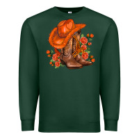 Sports Green orange  cowgirl  and roses Premium Sweatshirt - AdoDesignShop
