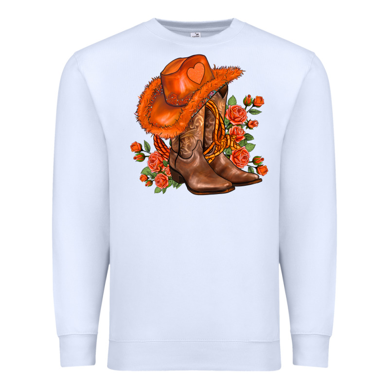 Orange  Cowgirl  And Roses Premium Sweatshirt by AdoDesignShop | Teevron