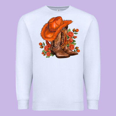 Orange  Cowgirl  And Roses Premium Sweatshirt Designed By Adodesignshop
