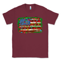 Burgundy Christmas American flag 4th of july Classic Tee - HowdyJamesFarm