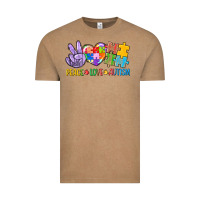 Vintage Coffee Peace love Autism Vintage Tee - CowGirlArtShop
