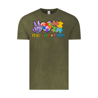 Vintage Olive Peace love Autism Vintage Tee - CowGirlArtShop